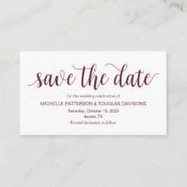 Rustiskt skript, Burgundy, Bröllop spara datum Tilläggskort