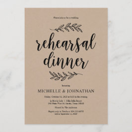 Rustiskt skript, rustiskt kol, Rehearsal Middag Inbjudningar