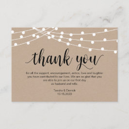 Rustiskt skript, strängljus, Bröllop Tack Tilläggskort