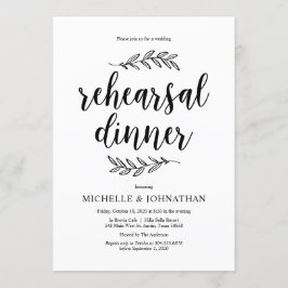 Rustiskt skript, svart, Bröllop-repetitionsmiddag Inbjudningar
