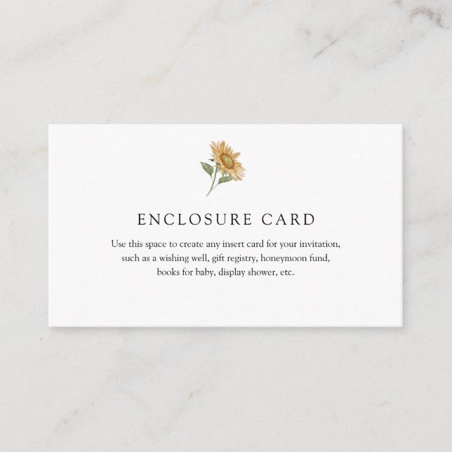 Rustiskt solroshöljekort tilläggskort (Framsida)