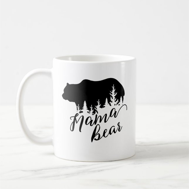 Rustiskt svart Mamma och Evergreen Träd Kaffemugg (Vänster)