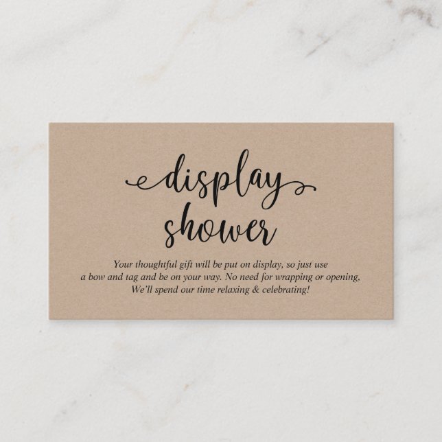 Rustiskt svart skript, Visning Shower Tilläggskort (Framsida)