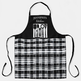 Rustiskt svartvit plaid monogram namn-kök