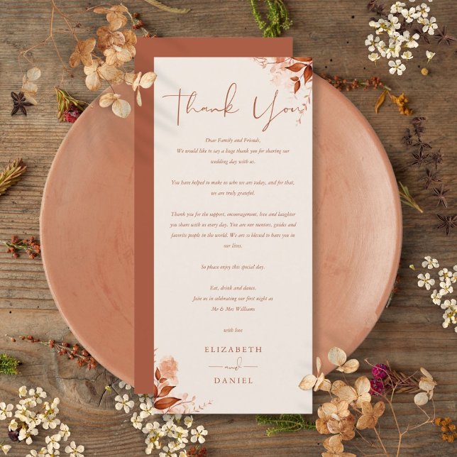 Rustiskt Tack för höstfälle Meny (Rustic Autumn Fall Wedding Thank You Place Card)