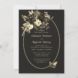 Rustiskt torkad Blommigt Elegant Brown Fall Weddin Inbjudningar