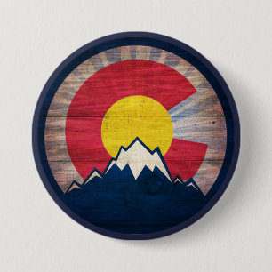 Rustiskt trä Colorado-flagga bereds knappnålknap Knapp