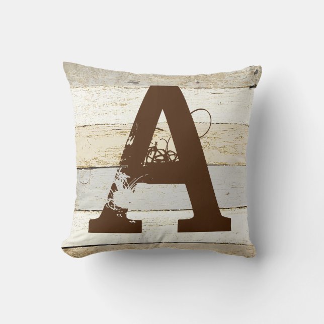 Rustiskt trä och brev dekorativ kudde (Framsida)
