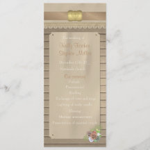 Rustiskt trä och cowboybröllopsprogram bälte