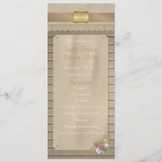 Rustiskt trä och cowboybröllopsprogram bälte program