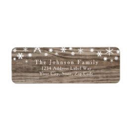 Rustiskt trä och Snöflingor Helgdag returadress Returadress Etikett