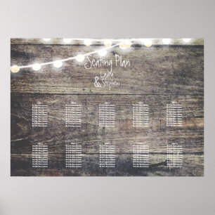 Rustiskt trä och snörjus bord-sätesdiagram2 poster