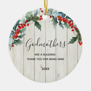 Rustiskt trä Röd Blommigt Godmödrar jul Julgransprydnad Keramik