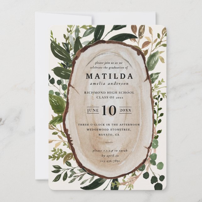 Rustiskt träskiffer studentfest inbjudan (Framsida)