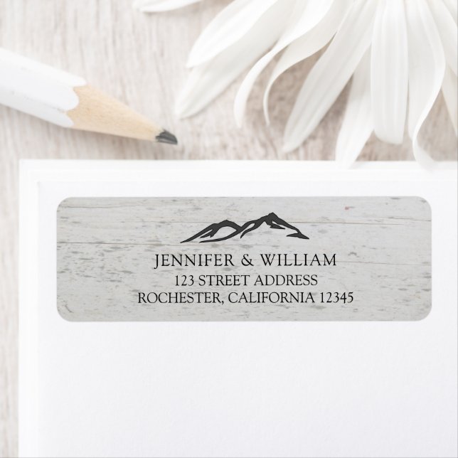 Rustiskt träslag, bröllop returadress etikett (Insitu)