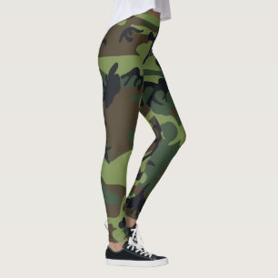 Rustiskt Trendig Camouflaged Camo Grönt Brown Möns Leggings