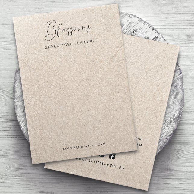 Rustiskt tryckt Kraft Papper Necklace-Visning Visitkort (Rustic Printed Kraft Paper Necklace Personalized Display Card)