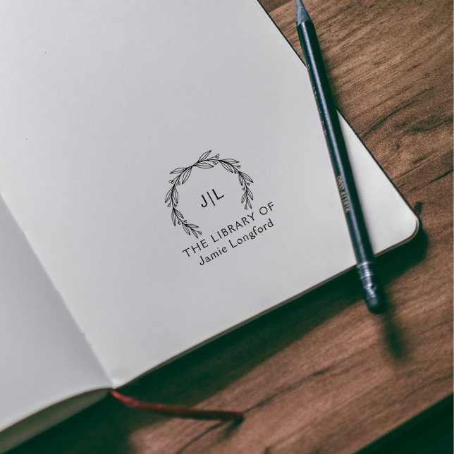 Rustiskt tullnamn Initialer Bibliotek Bok Stämpel (Skapare uppladdad)