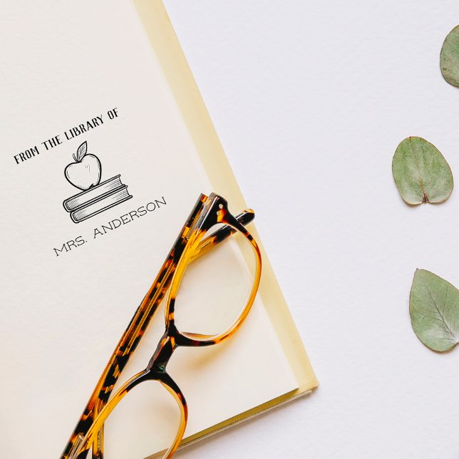 Rustiskt vackra läraräpple från Bibliotek Självfärgande Stämpel (Skapare uppladdad)