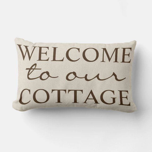 Rustiskt välkomnande av vår stuga - familjen Namn Lumbarkudde (Framsida)