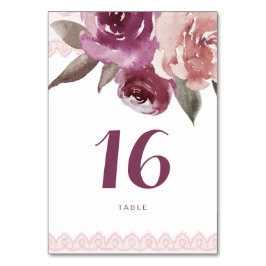 Rustiskt vattenfärgkort blommigt snöre bröllop bor bordsnummer