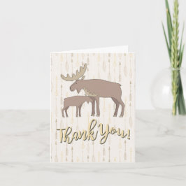 Rustiskt vattenfärgkort Moose boho Tackkort-kort Tack Kort