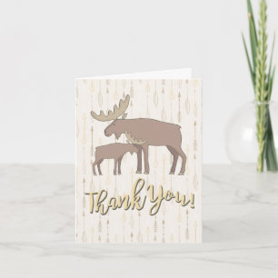 Rustiskt vattenfärgkort Moose boho Tackkort-kort Tack Kort