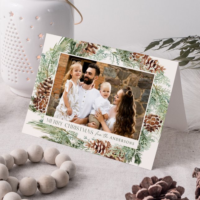 Rustiskt vattenfärgsfoto av Gräs Cone-andedräkt Helgkort (Skapare uppladdad)