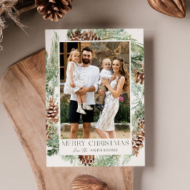 Rustiskt vattenfärgsfoto av Gräs Cone-andedräkt Julkort