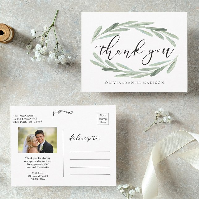 Rustiskt vattenfärgsfoto för Watercolor Wandan Brö Vykort (Front & Back)