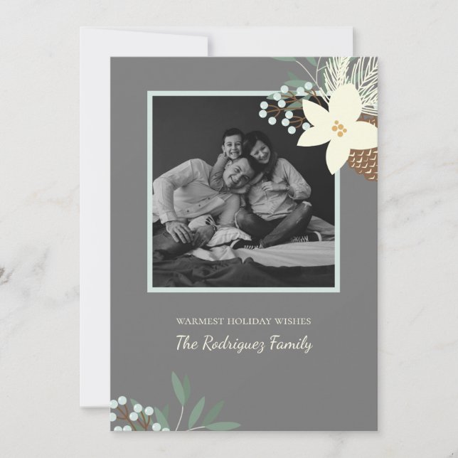 Rustiskt vinter-blomma, platt 5 x 7-gratulationsko kort (Framsida)