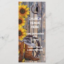 Rustiskt westernt cowboytema bröllopsprogram i kyr program