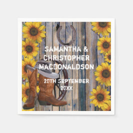 Rustiskt westernt cowboytema land blommigt bröllop pappersservett