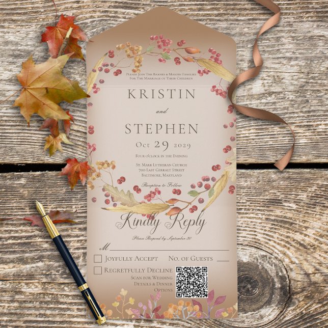 Rustit Autumn Löv & Berry WAN Brown QR-kod (Skapare uppladdad)