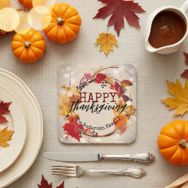 Rustit Autumn WAN Happy thanksgiving Underlägg Papper Kvadrat