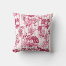 Rustit Elegant Rosa Fransk Toile Hjort Rand Kudde