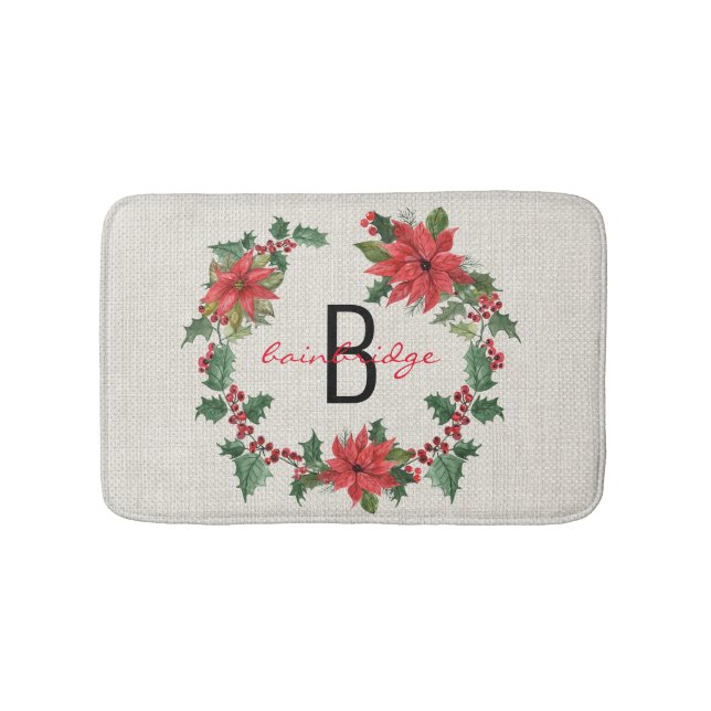 Rustit Farmhouse Poinsettia Wandeans Namn jul Badrumsmatta (Framsidan)