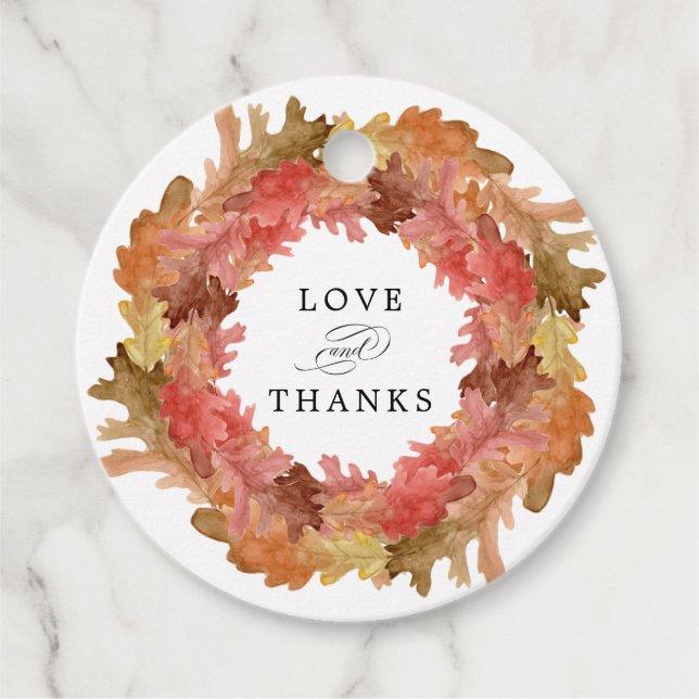 Rustit Höst löv Fall Wandeine Bröllop Gåvor Etiketter (Framsida)