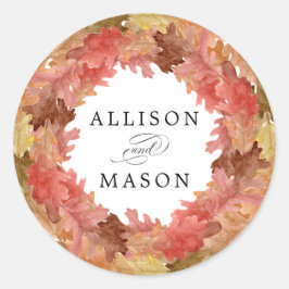 Rustit Höst löv Fall Wandeine Bröllop Runt Klistermärke