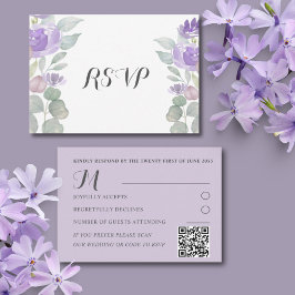 Rustit Lila Blommigt Eucalyptus Bröllop OSA Kort