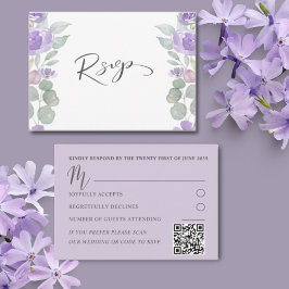 Rustit Lila Blommigt Eucalyptus Bröllop OSA Kort