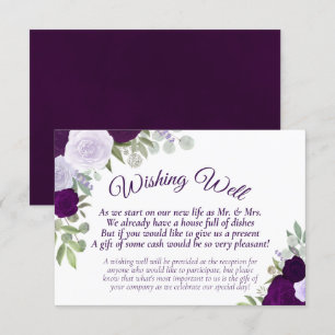 Rustit Lila Boho Blommigt Bröllop Wishing well Tilläggskort