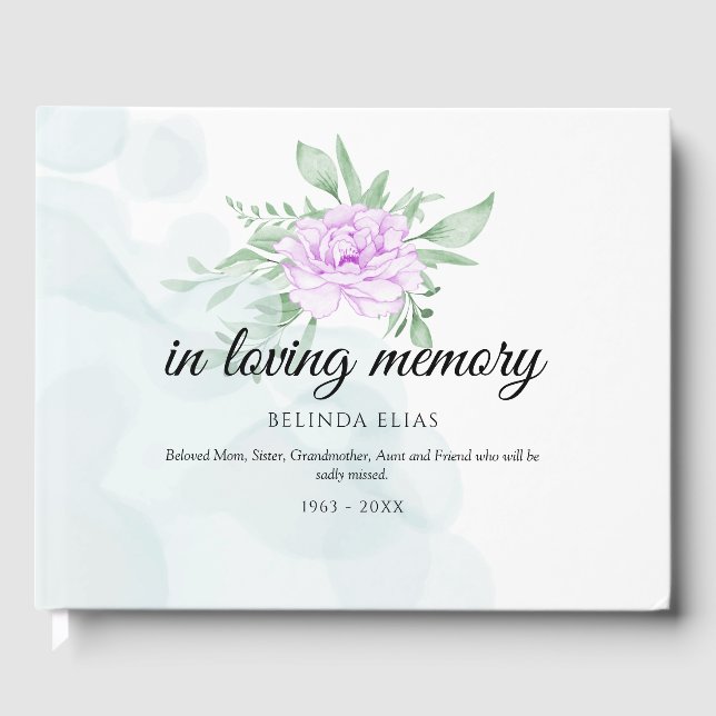 Rustit Lila Ro Eucalyptus Funeral Guest Gästböcker (Framsida)