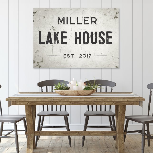 Rustit Modern Industrial Farmhouse Sjö House Canvastryck (Rustic Modern Industrial Farmhouse Lake House Stretched Canvas Wall Art)