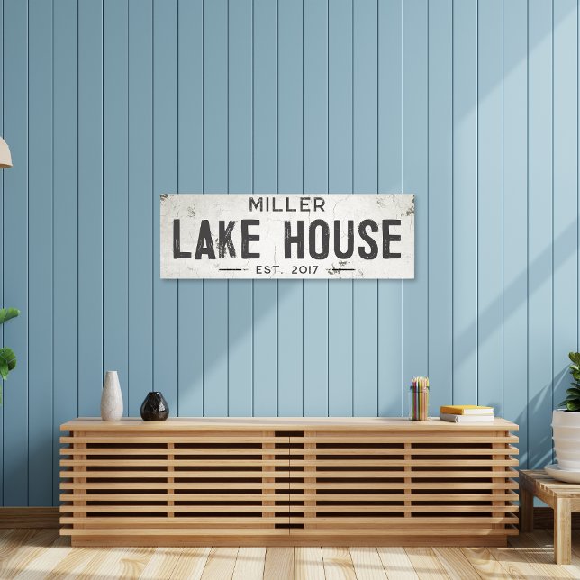 Rustit Modern Industrial Farmhouse Sjö House Long Canvastryck (Skapare uppladdad)