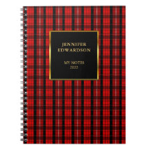 Rustit Red Black buffalo plaid monogram namn