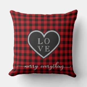 Rustit Red Black Play jul Heart Monogram Kudde