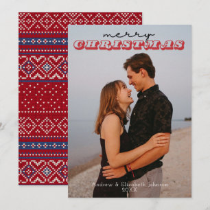 Rustit Red & Blue Sweater 1 Photo jul Card Inbjudningar