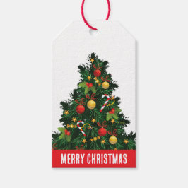 Rustit röd och grönt christmas gräs träd presentetikett