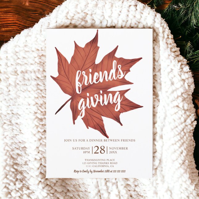 Rustit rödbrun maple löv thanksgiving inbjudningar (Rustic red brown maple leaf thanksgiving invitation)